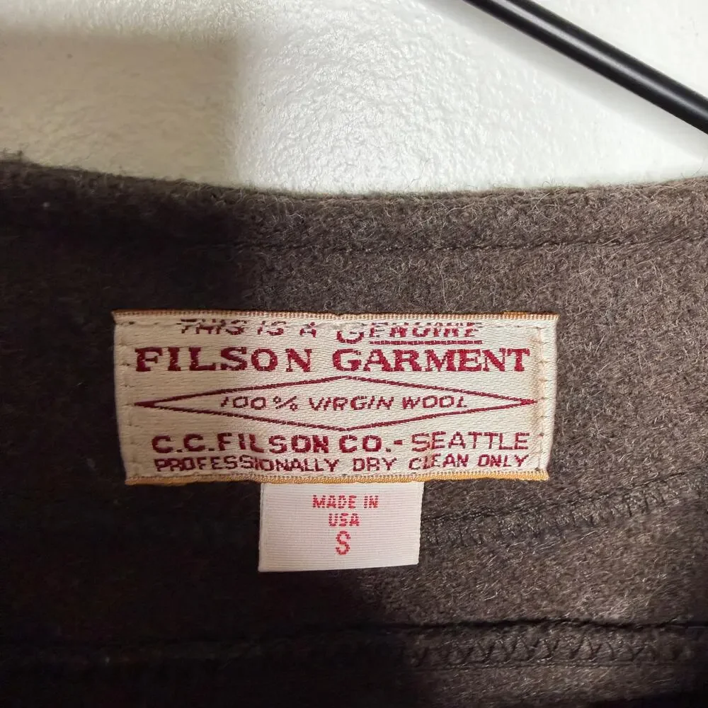 Filson Mackinaw Wool Brown Vest Mens Small - Picture 3 of 9